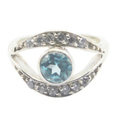 Anna Blue Gemstone Halo Ring Sterling Silver Elegance
